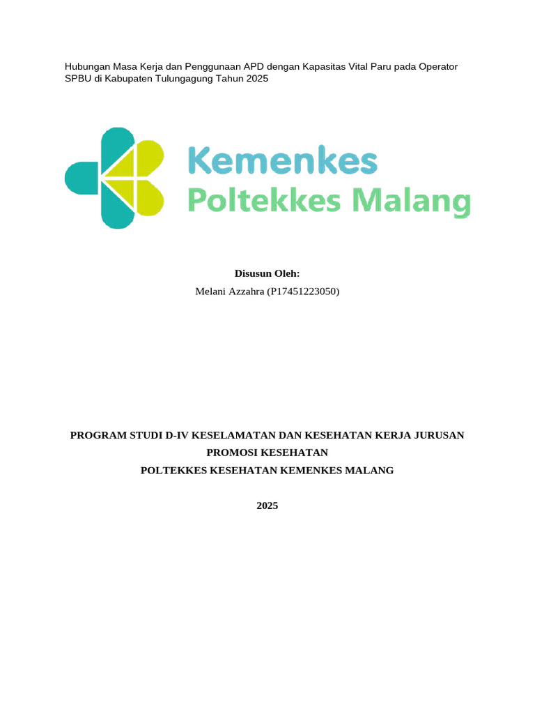Hubungan APD dan Masa Kerja pada Operator SPBU | PDF