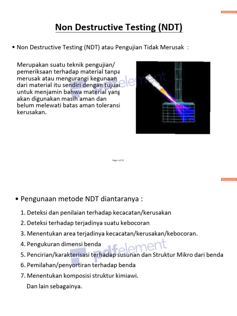 Metode Pengujian Tidak Merusak NDT | PDF
