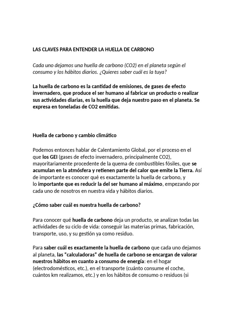 Las Claves para Entender La Huella de Carbono | PDF | Gases de efecto ...