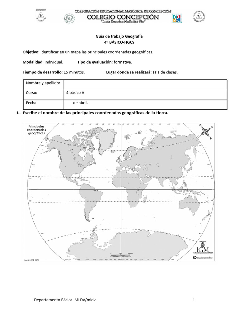 Mapa Mudo Coordenadas 4 Básico | PDF