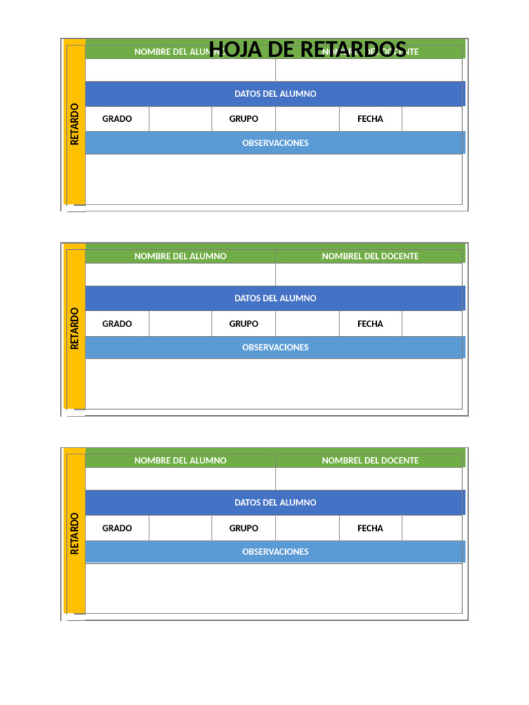 Plantilla de Retardos | PDF