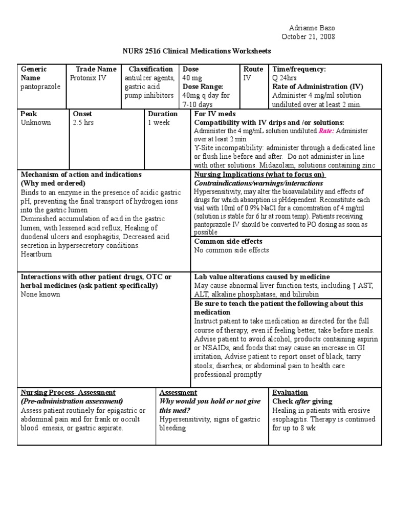 Protonix IV Intravenous Therapy Pharmacology