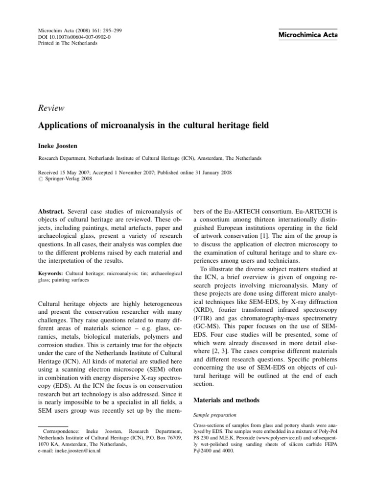 Review: Applications of Microanalysis in The Cultural Heritage Field ...