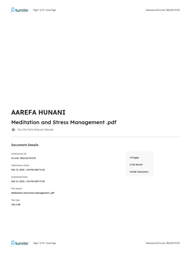 Meditation and Stress Management | PDF | Written Communication | Publishing