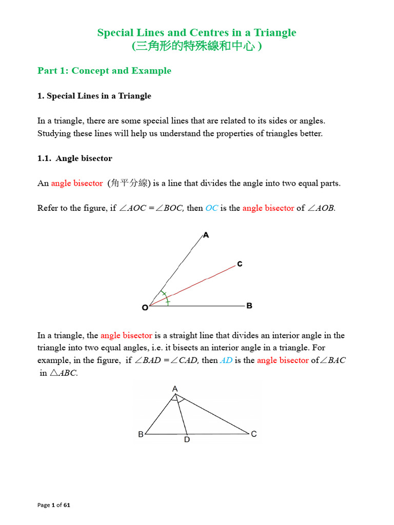 Special Lines and Centers in Triangles | PDF | Triangle | Circle