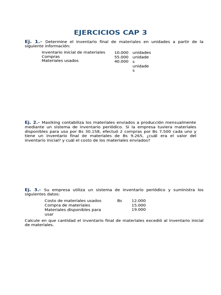 Ejercicios Cap 3 | PDF