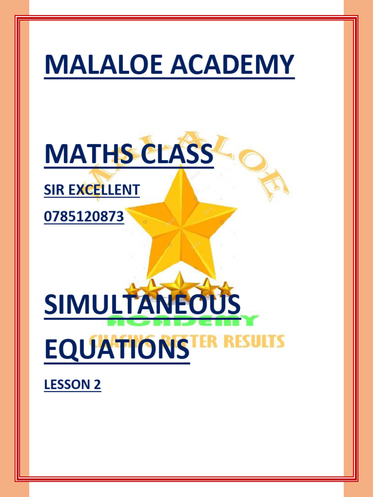 Simultaneous Equations Lesson 2 | PDF | Equations | Algorithms