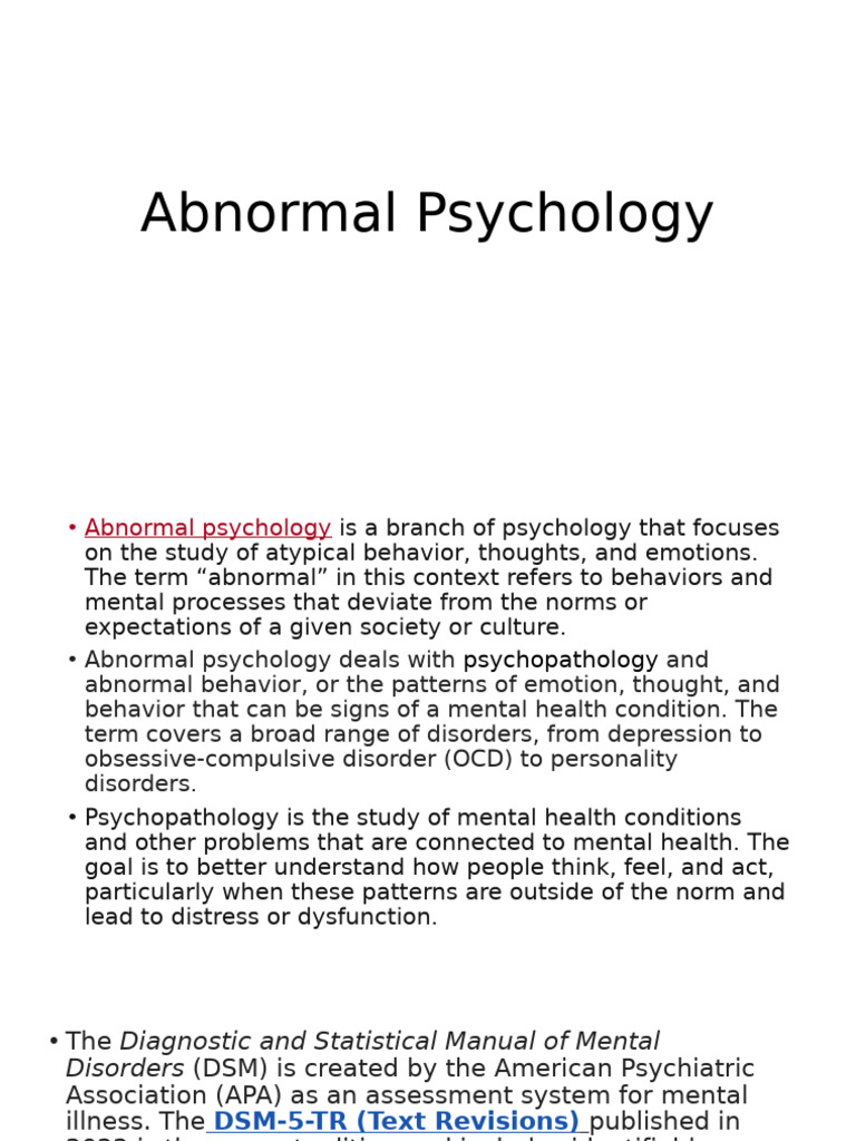 DSM-5-TR Overview in Abnormal Psychology | PDF | Diagnostic And ...