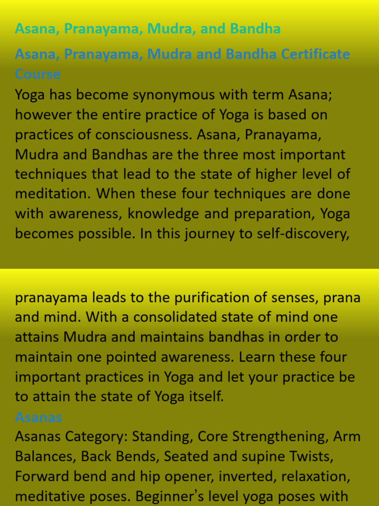 Asana, Pranayama, Mudra, Bandha Course PDF Asana Prana
