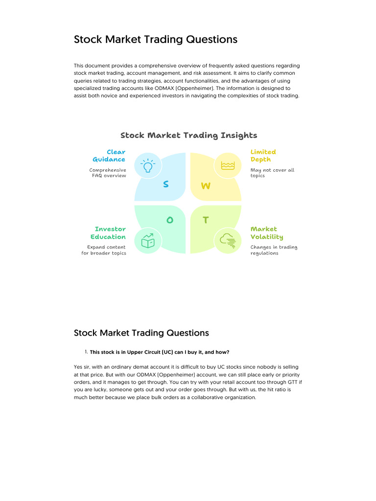 Stock Market Trading Questions | PDF | Stocks | Investing