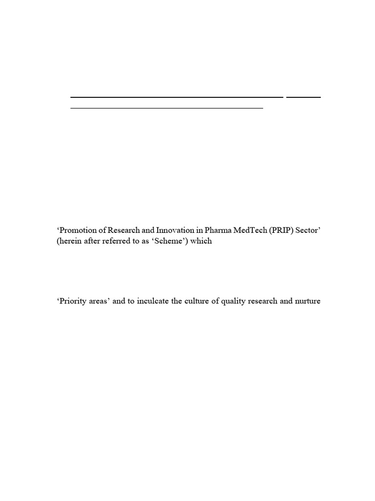 PRIP Scheme Guidelines for Pharma R&D | PDF | Small And Medium Sized ...