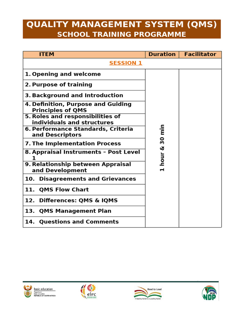 QMS Training Program for Schools | PDF