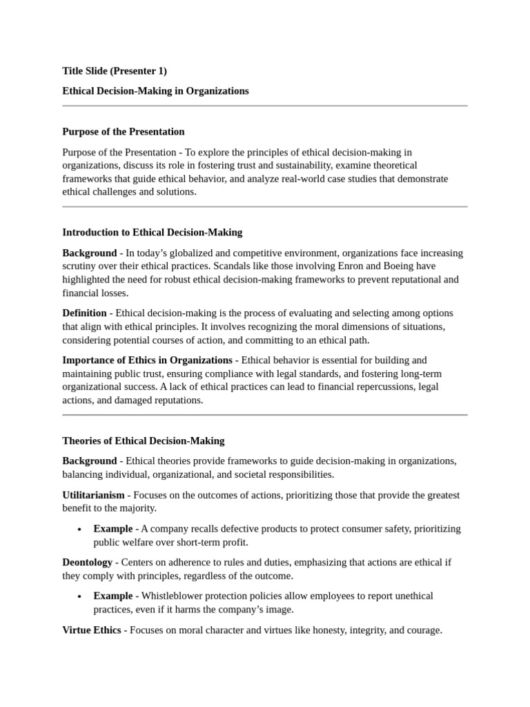 Ethical Decision-Making in Organizations | PDF | Morality | Decision Making