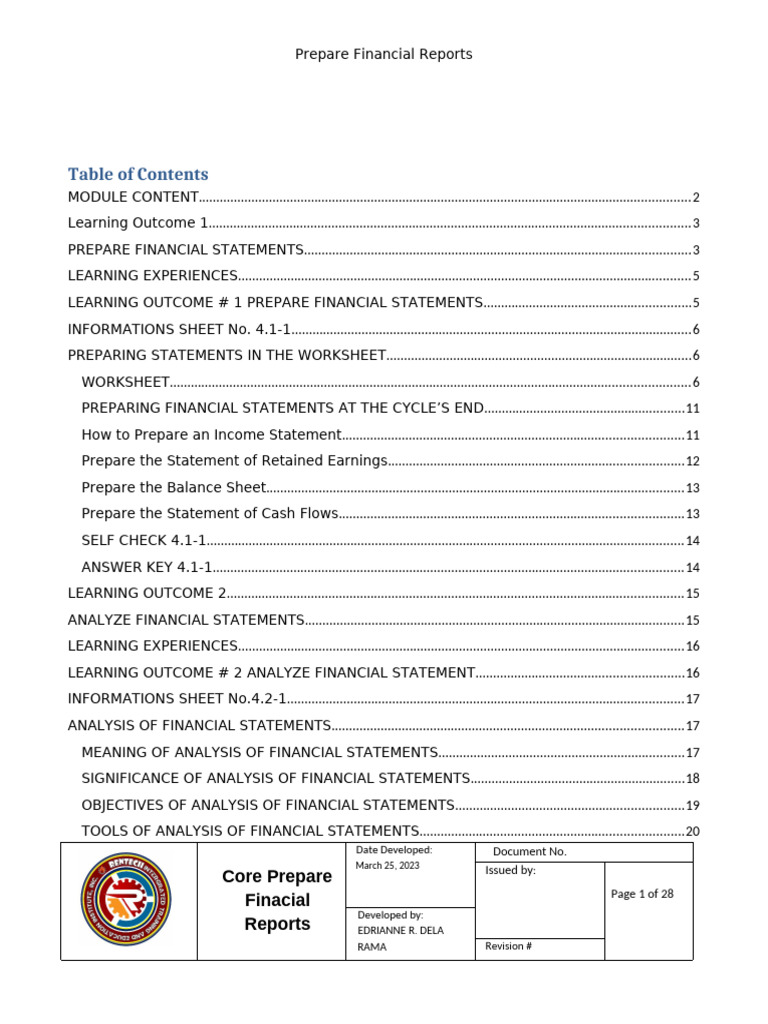 Prepare Financial Reports Guide | PDF | Debits And Credits | Income ...
