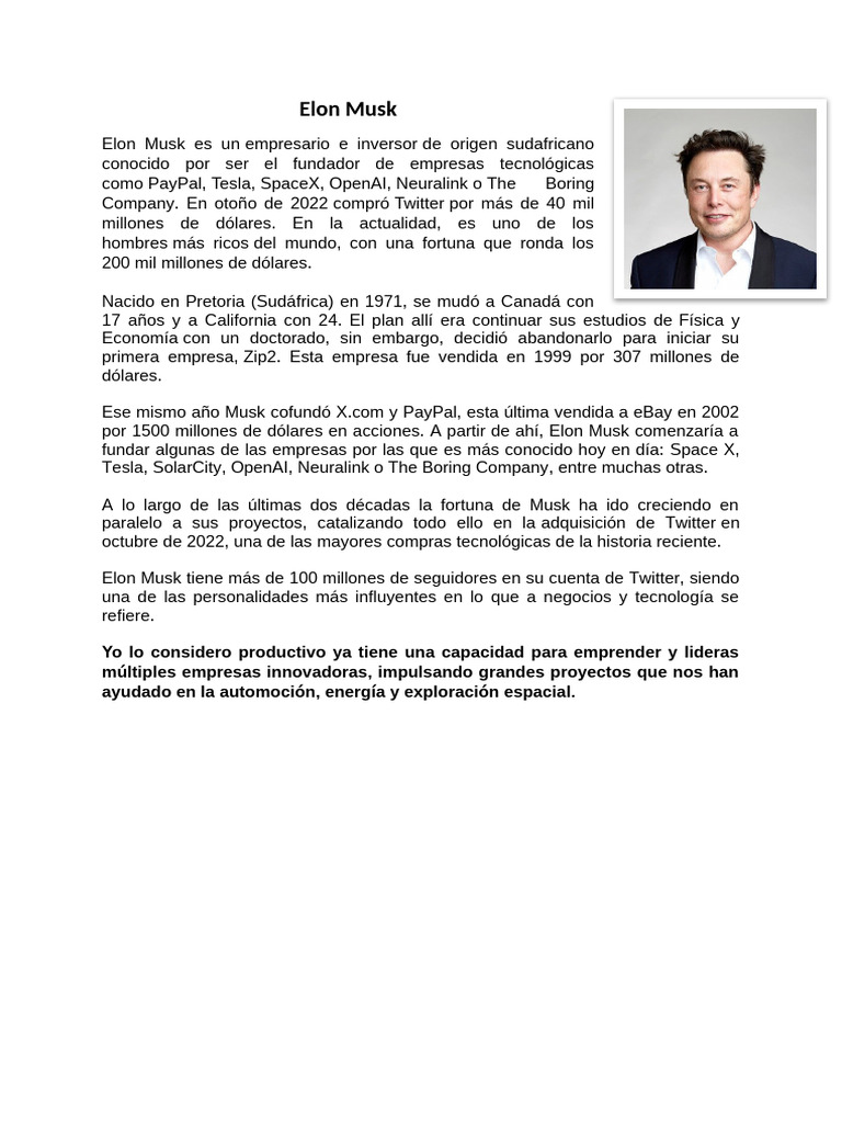 Biografía de Elon Musk 2025 | PDF | Elon Musk