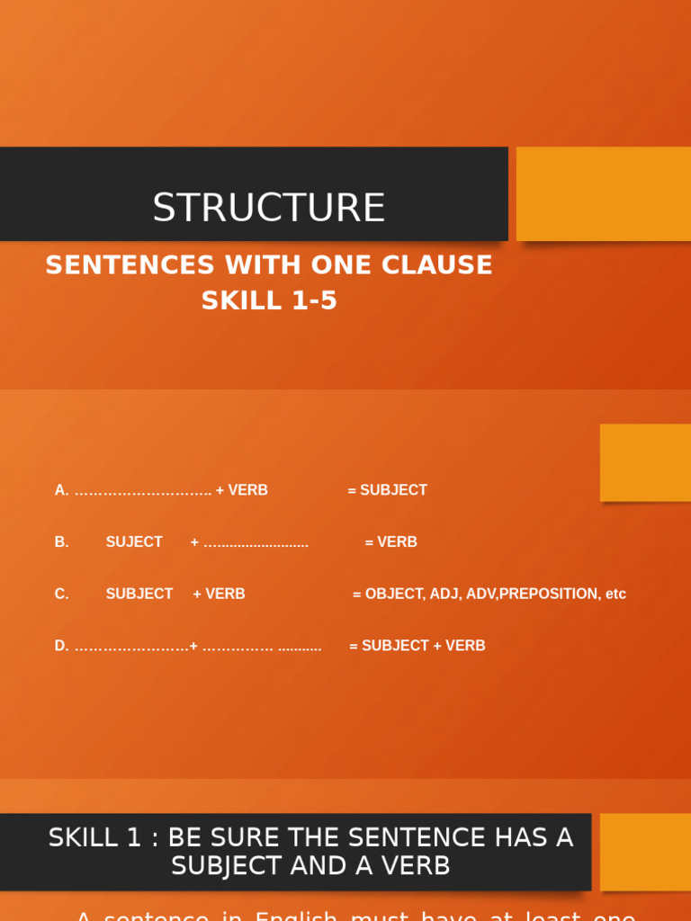 Structure Skill 1-5 | PDF | Verb | Subject (Grammar)