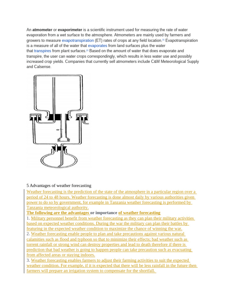 Understanding Atmometers and Weather Forecasting | PDF | Euclidean ...