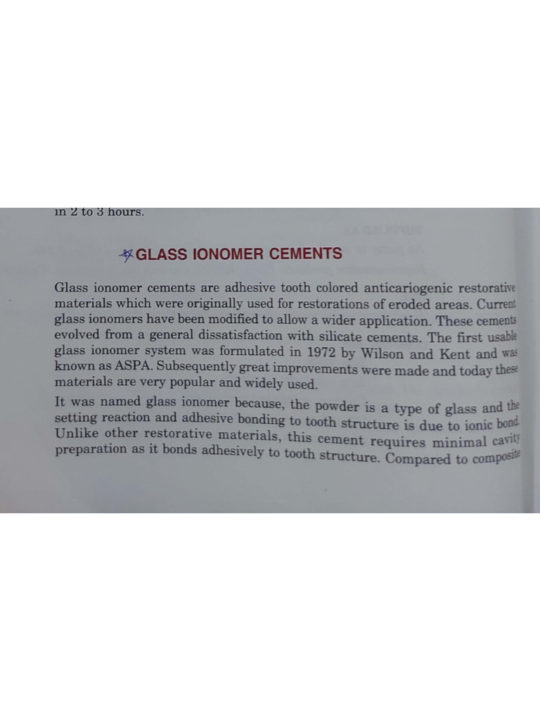 Glass Ionomer Cements | PDF