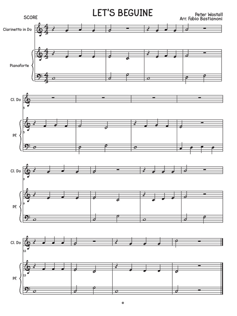 P. Wastall Let's Beguine - Clarinet e Piano (Beguinner) | PDF