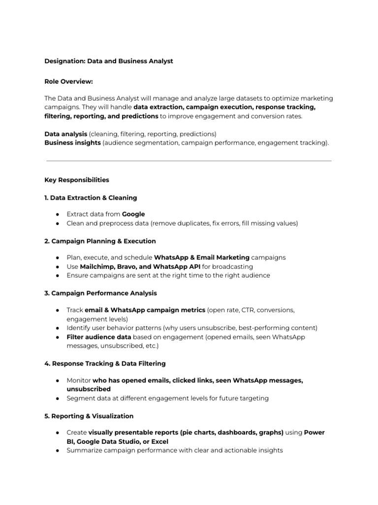Data and Business Analyst Job Duties | PDF