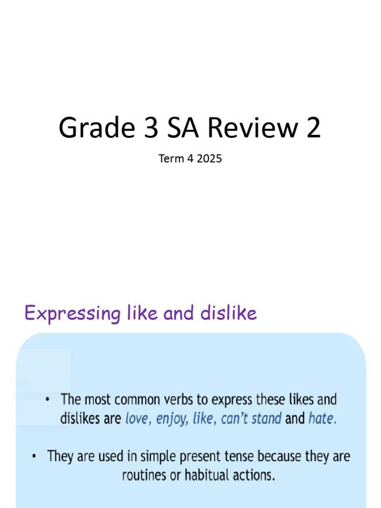 Grade 3 SA Review 2 | PDF