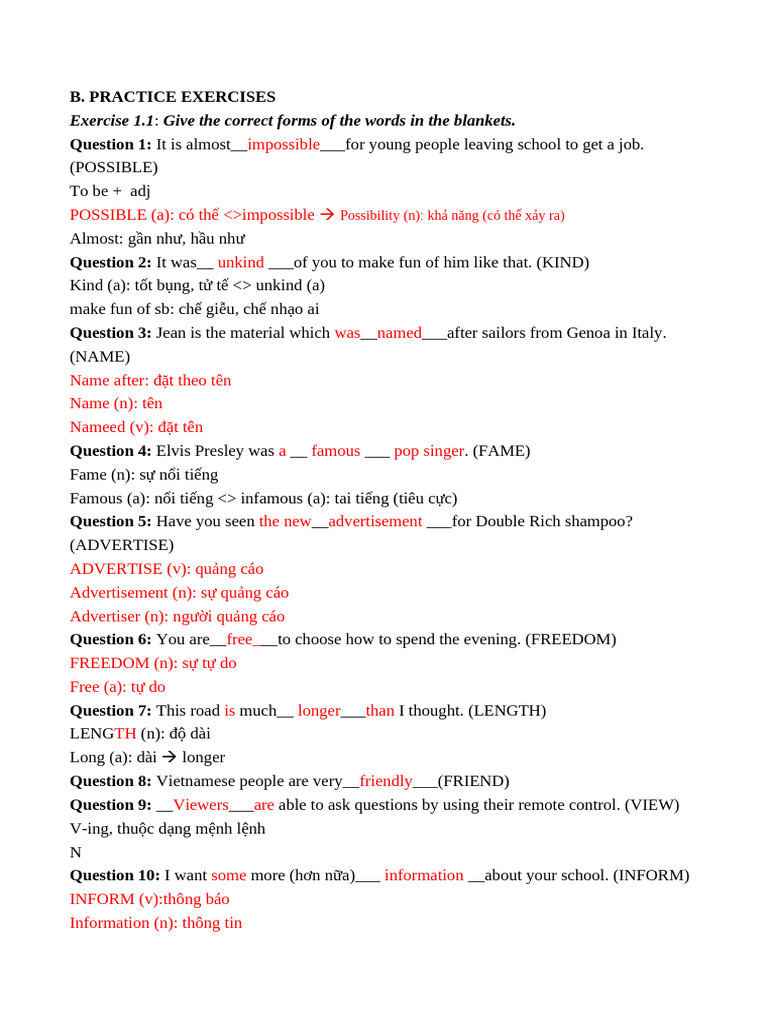 Practice - Word Form | PDF