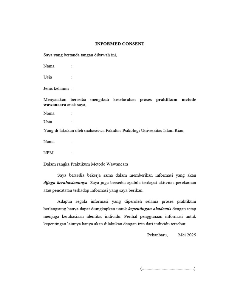 Contoh Informed Consent Wawancara | PDF