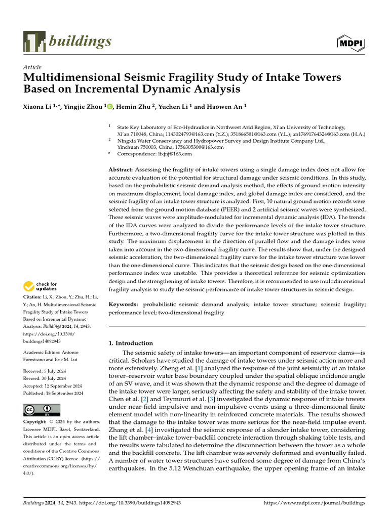 Seismic Fragility of Intake Towers Analysis | PDF | Fracture | Stress ...