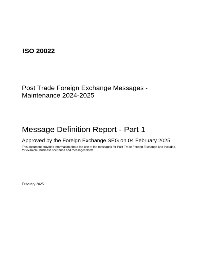 ISO 20022 Post Trade FX Messages 2025 | PDF | Xml Schema | Xml