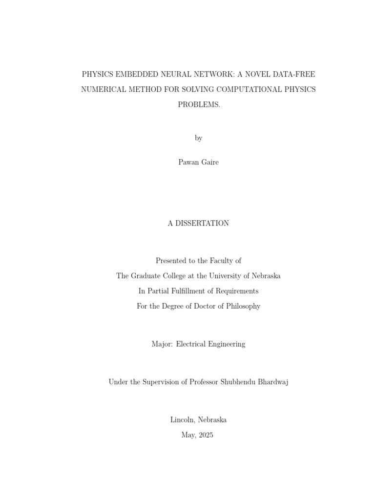 Physics Embedded Neural Network - A Novel Data-Free Numerical Method ...
