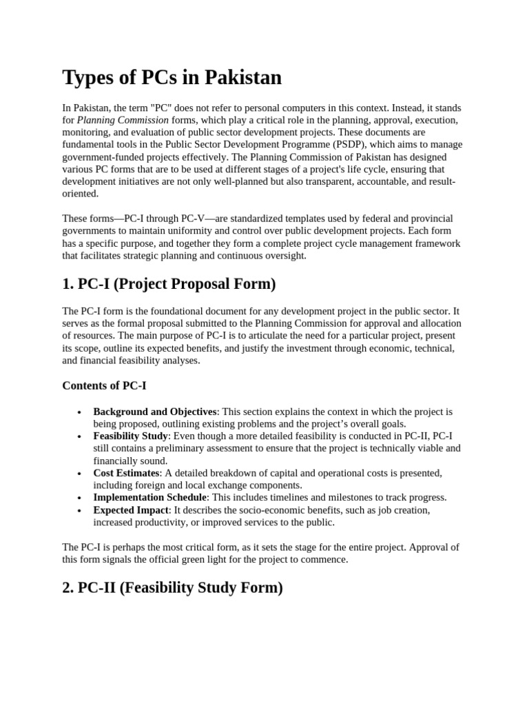 Understanding PC Forms in Pakistan | PDF | Feasibility Study | Evaluation