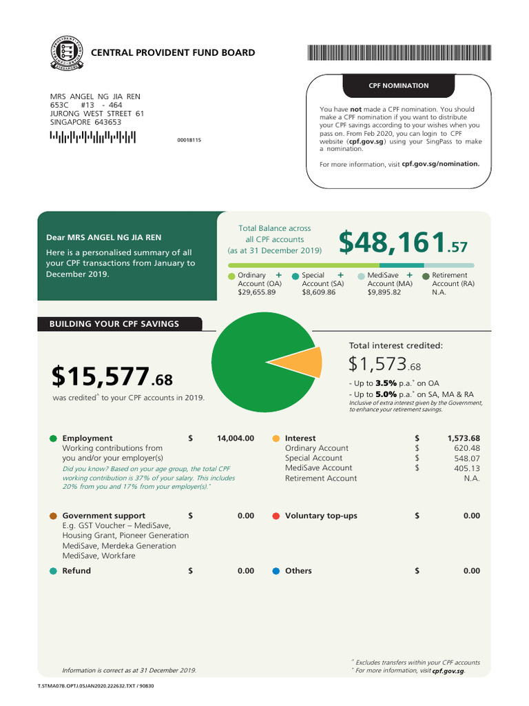 CPF Yearly Statement for 2019 | PDF | Insurance | Financial Services