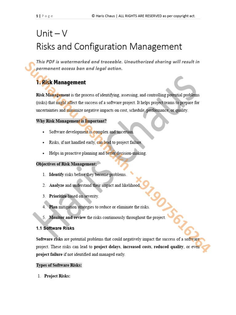 Risks and Configuration Management | PDF | Version Control | Risk