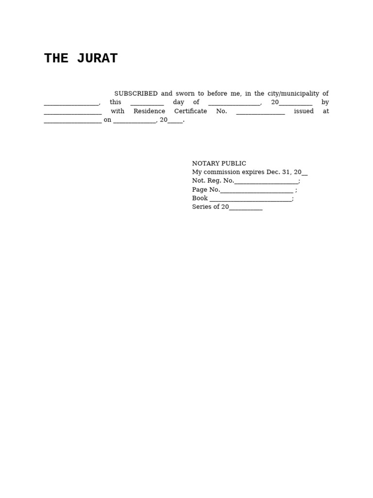 Notary Public Jurat Template | PDF