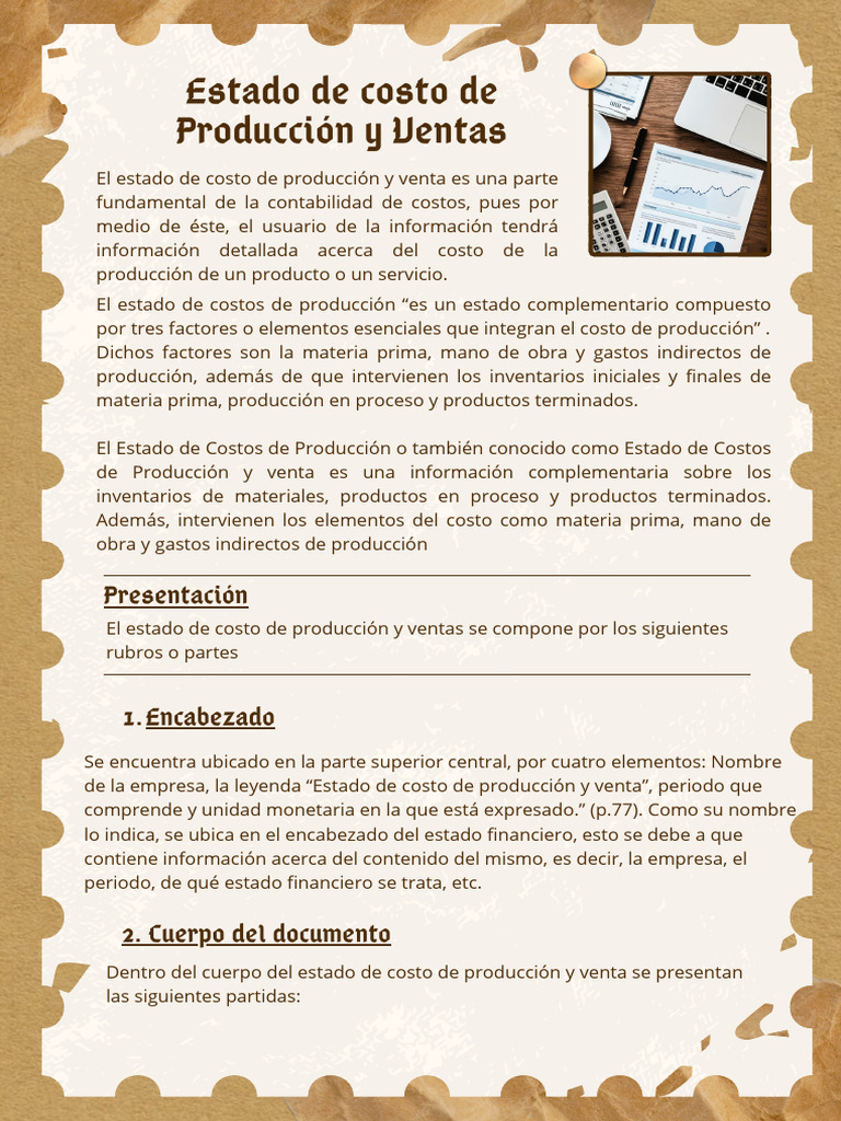 Estado de Costo de Producción y Ventas | PDF | Costo | Contabilidad