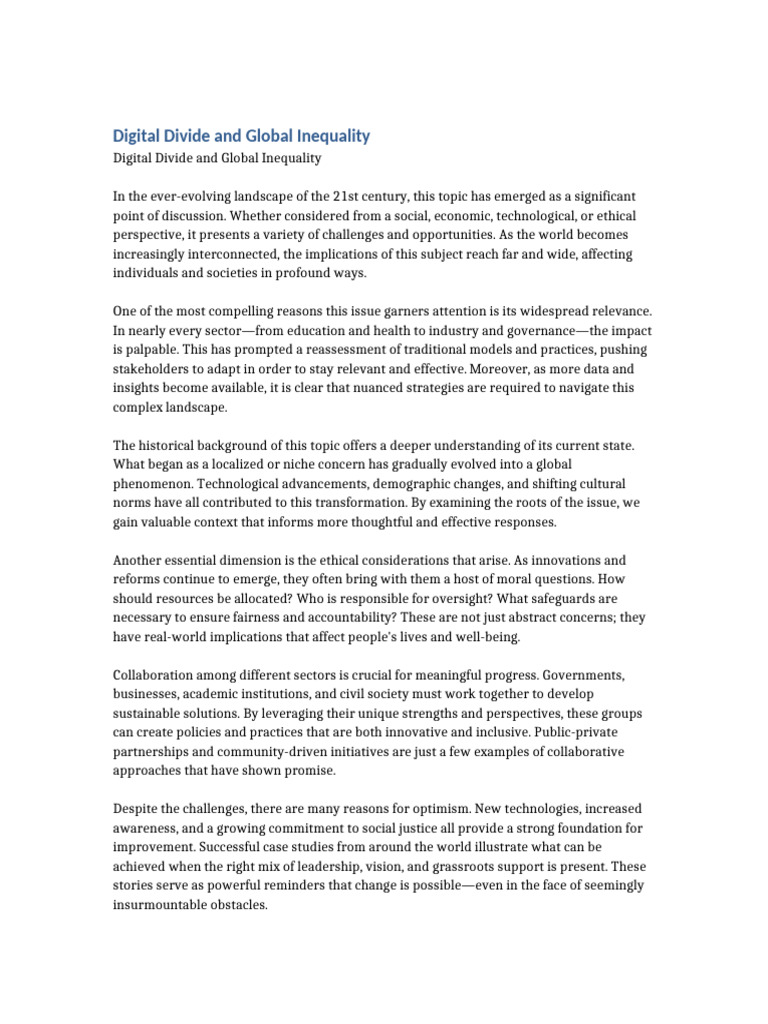 Digital Divide and Global Inequality | PDF | Social Psychology | Economies