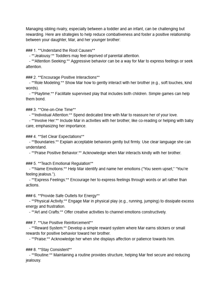 Strategies to Manage Sibling Rivalry | PDF | Aggression | Jealousy