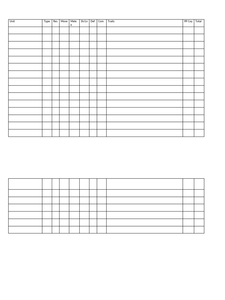 Blank Army Roster | PDF