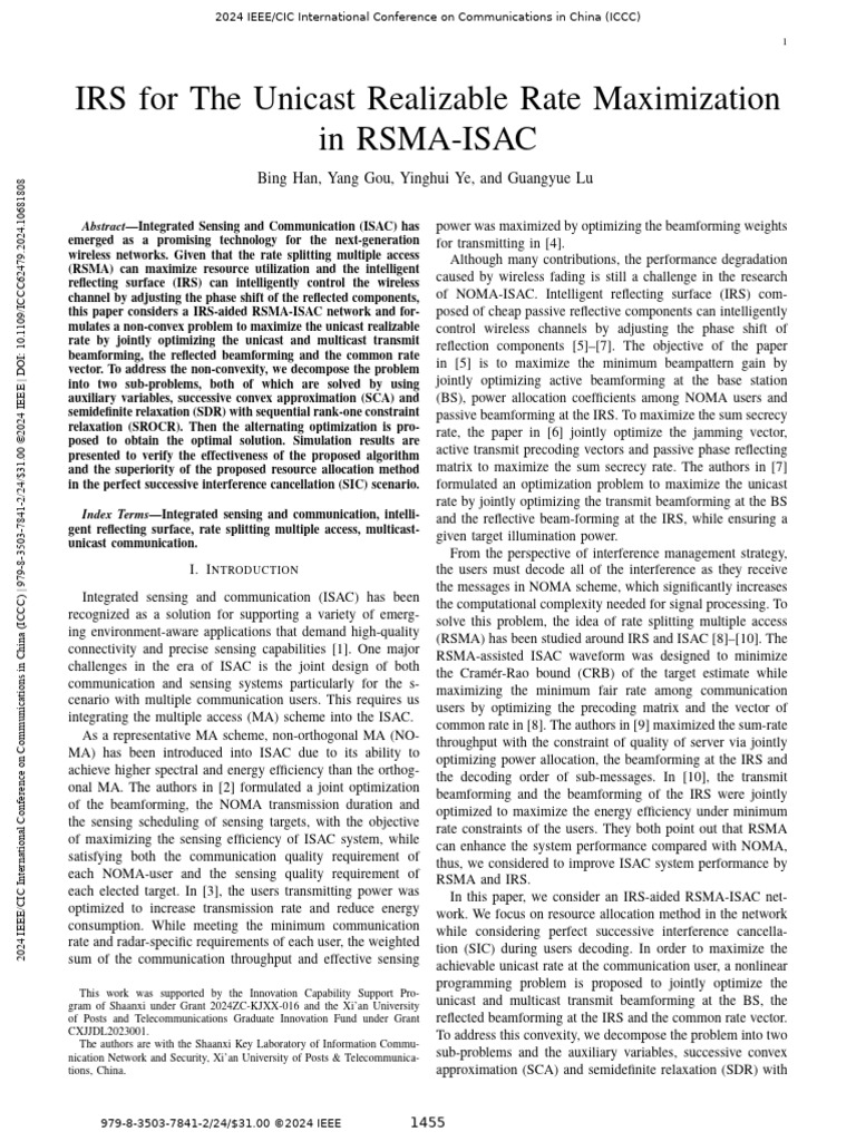 RSMA-24-Han-IRS For The Unicast Realizable Rate Maximization in RSMA ...