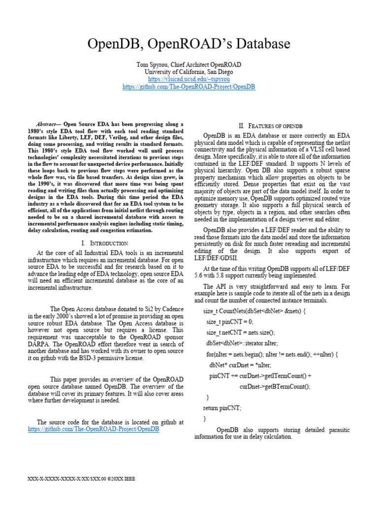 Overview of OpenDB for EDA | PDF | Databases | Electronic Design Automation