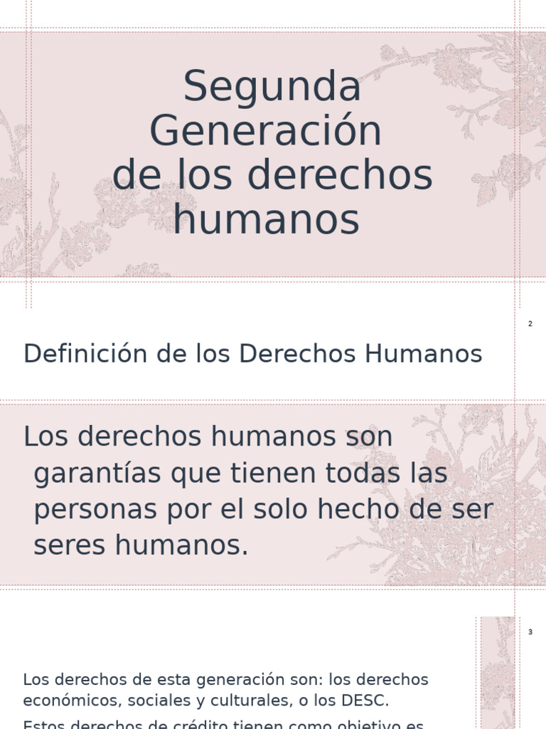 Segunda Generación de Derechos Humanos | PDF | Derechos humanos | Derechos
