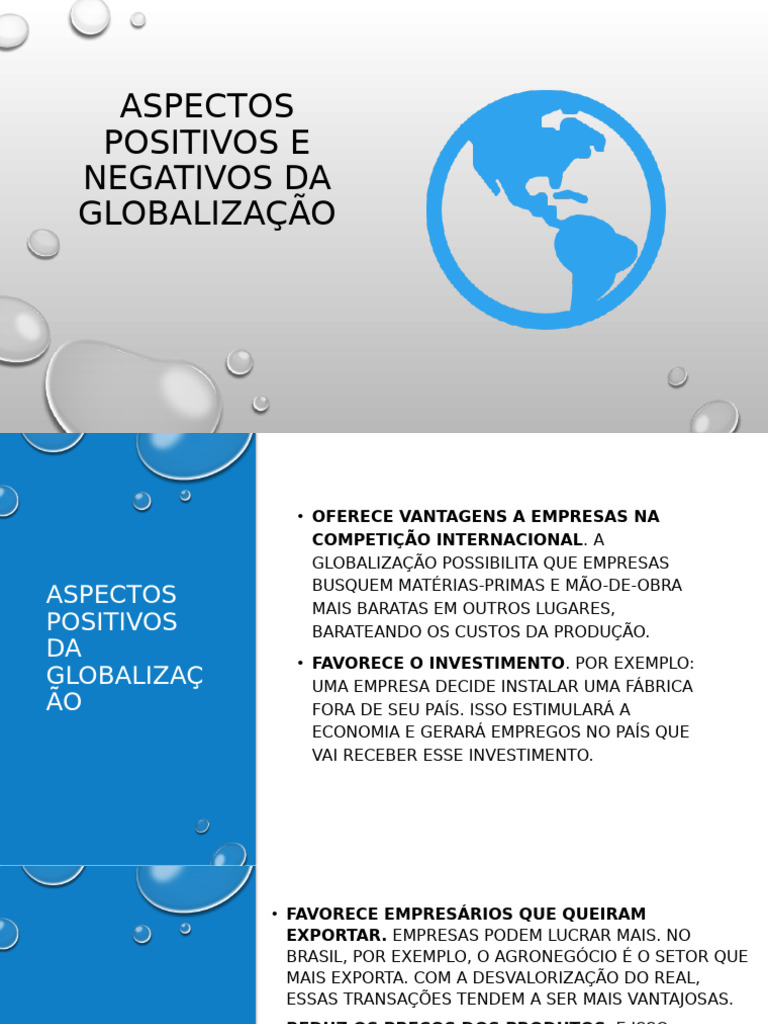 Aspectos Positivos e Negativos Da Globalização | PDF | Globalização | Custo