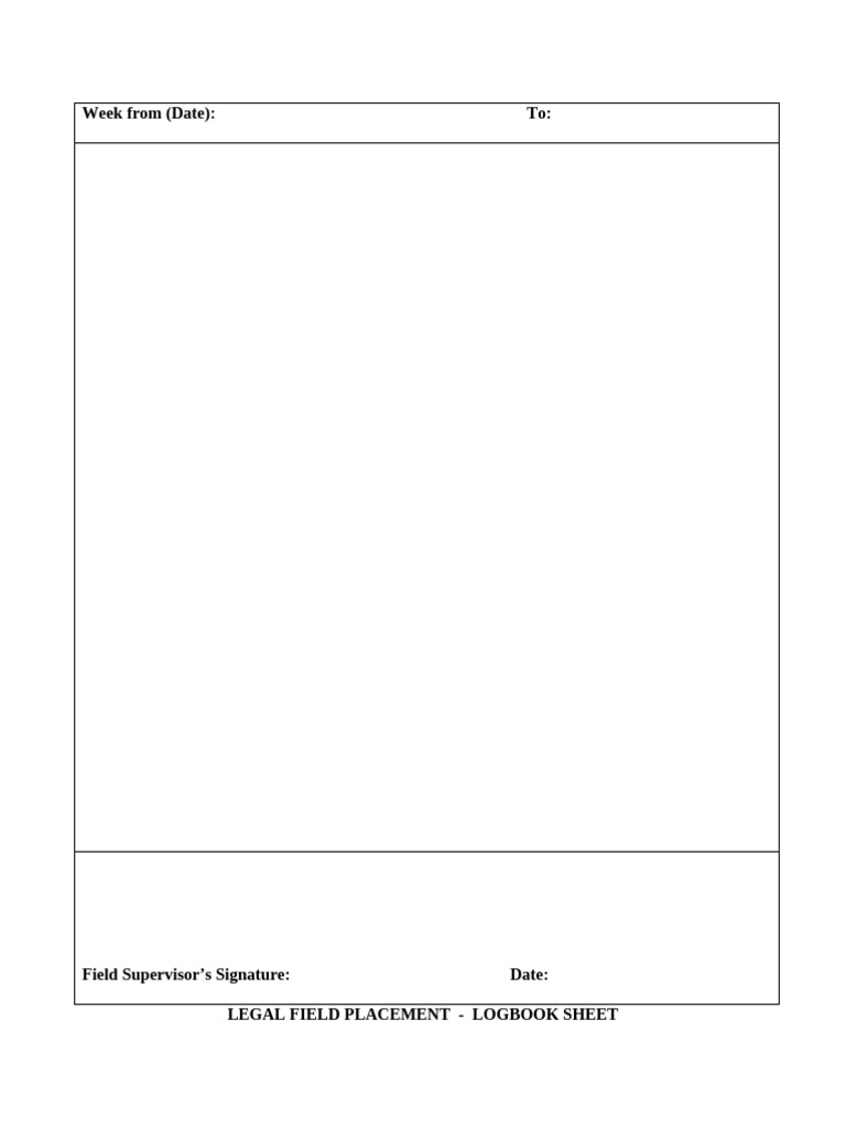 Weekly Summary Logbook Sheet | PDF