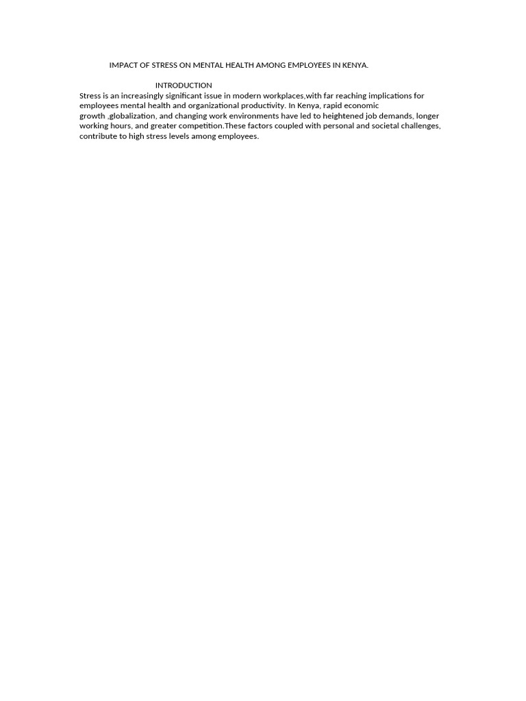 Impact of Stress On Mental Health A | PDF