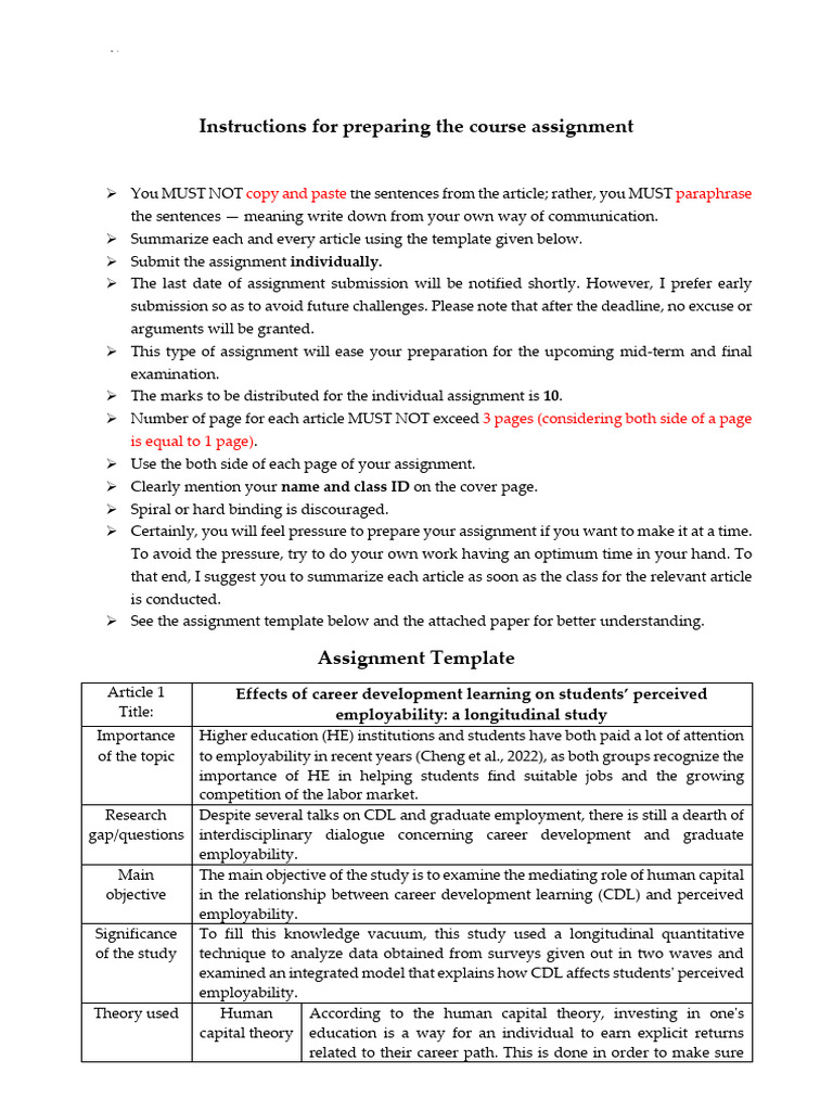 Guidelines For Assignment With Template. 28 04 2025 | PDF | Human ...