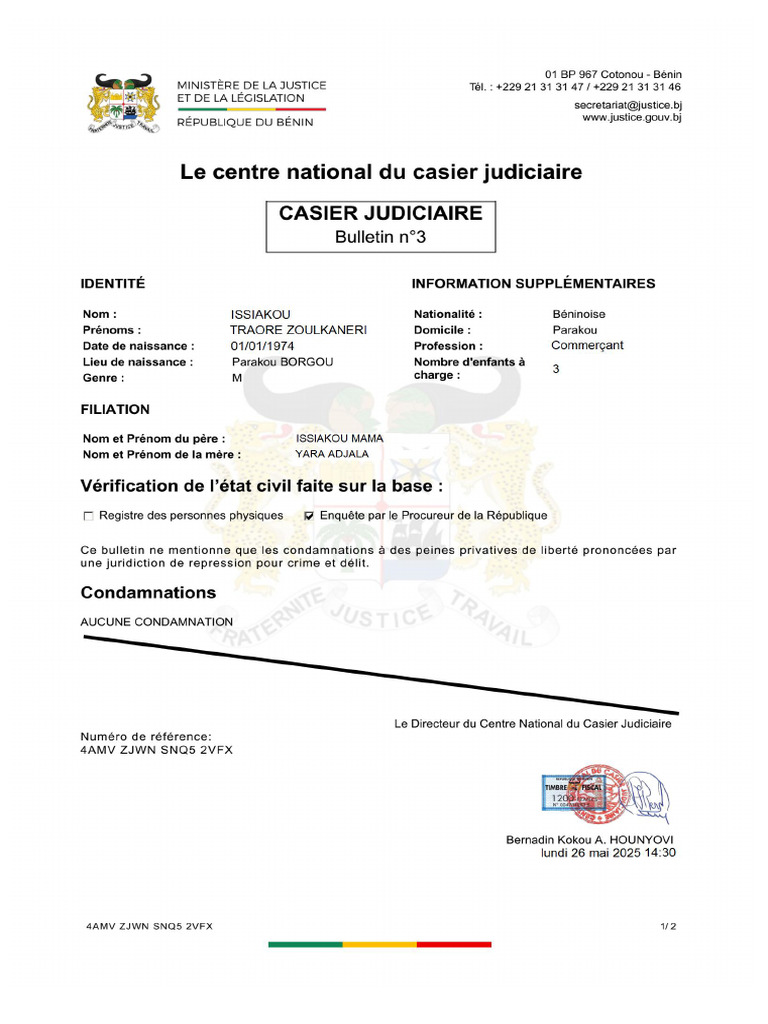 Casier Judiciaire | PDF