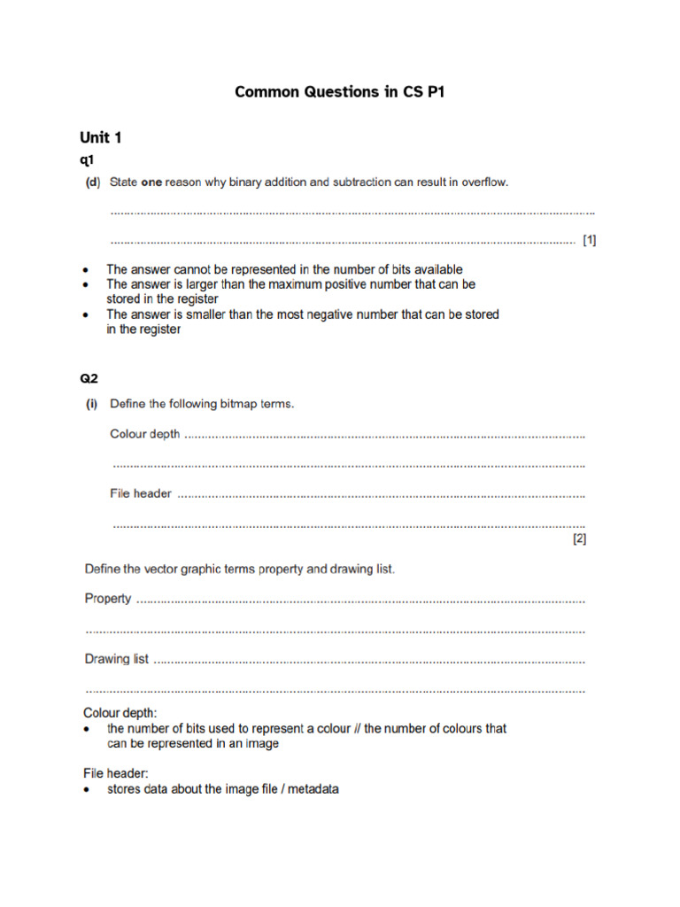 Common Qs Unit 1 | PDF