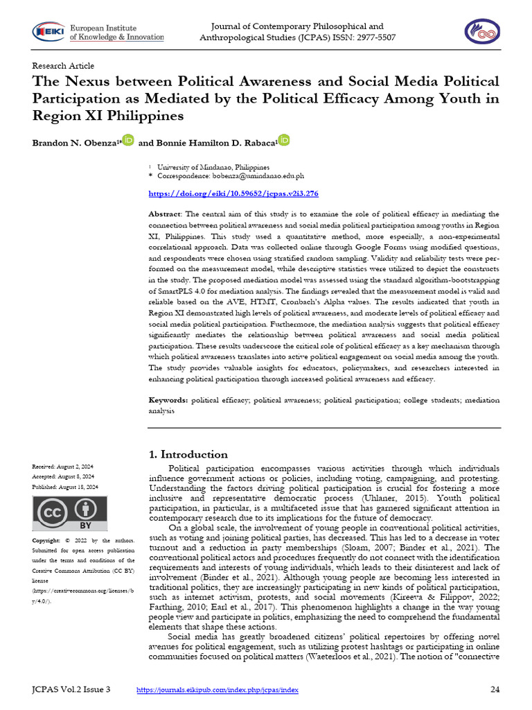 Youth Political Efficacy and Social Media | PDF | Validity (Statistics ...