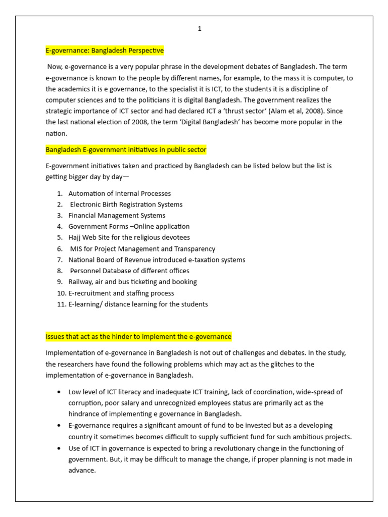 E-Governance Challenges in Bangladesh | PDF | Governance | E Government