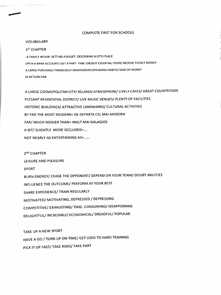 Complete First Vocabulary Topics | PDF